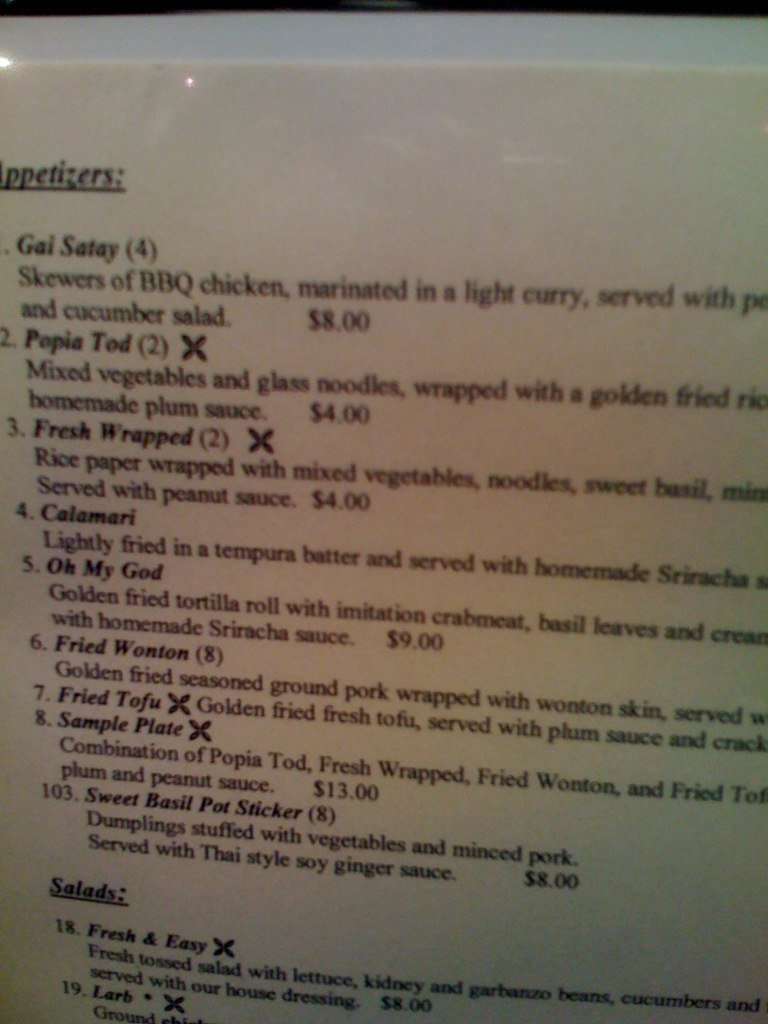 Sweet Basil Thai Cuisine & Bar Menu Urbanspoon/Zomato