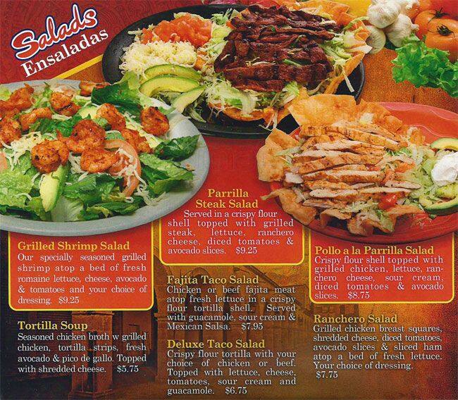 Menu at Puerto Vallarta restaurant, Mishawaka