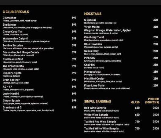 Léon Club menu