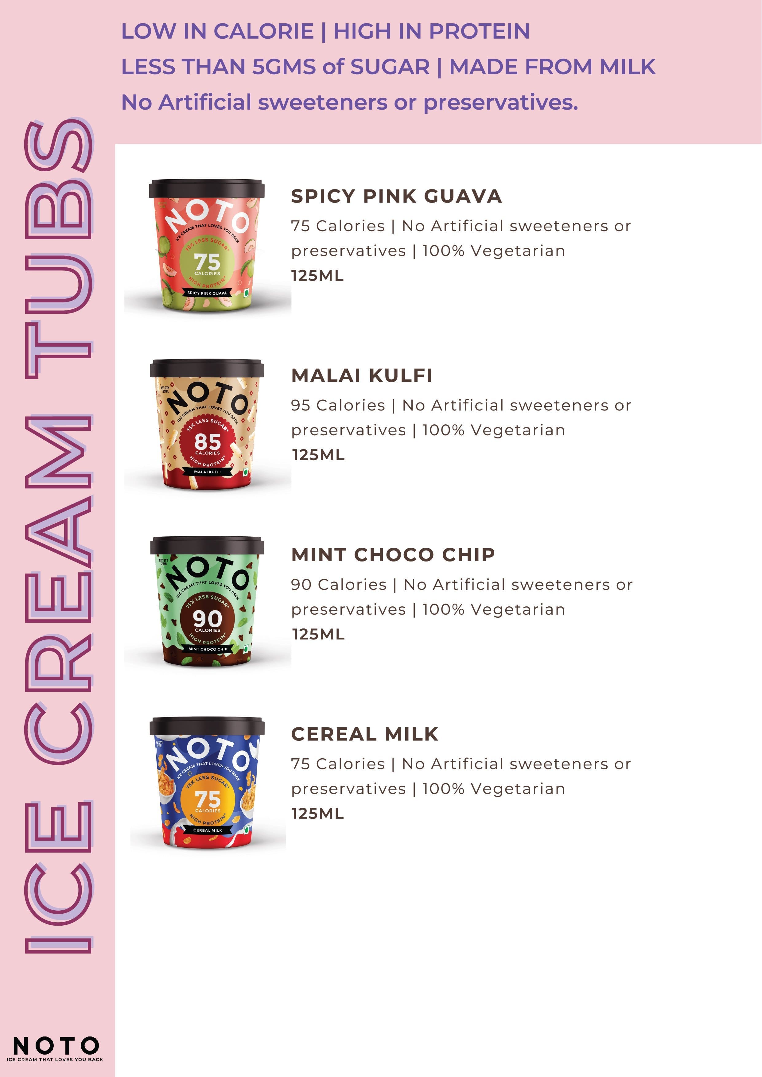 NOTO - Ice Creams & Desserts menu