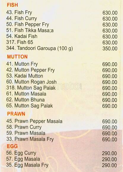 Indian Spice menu