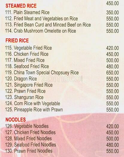 Indian Spice menu