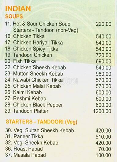 Indian Spice menu