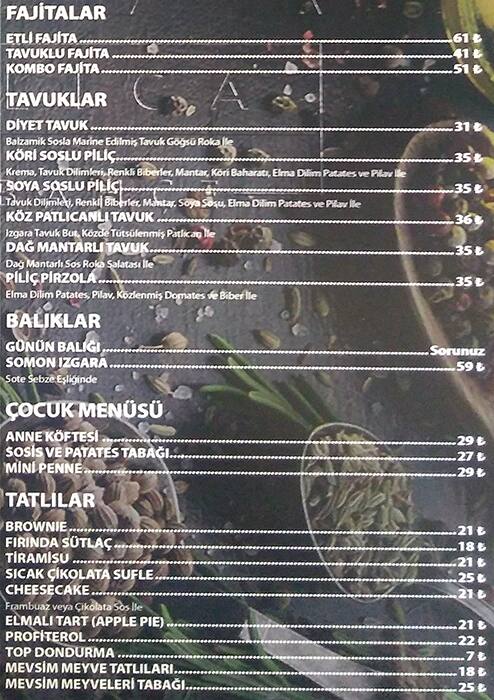 Menu at Ada Baro Bahçe, Istanbul
