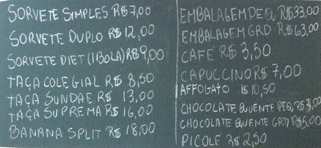 Sorbê cardápio