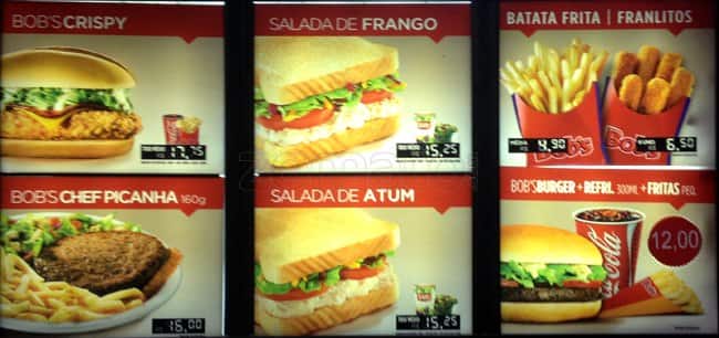 Menu em Bob's restaurante de fast food, Salvador, Avenida Tancredo Neves