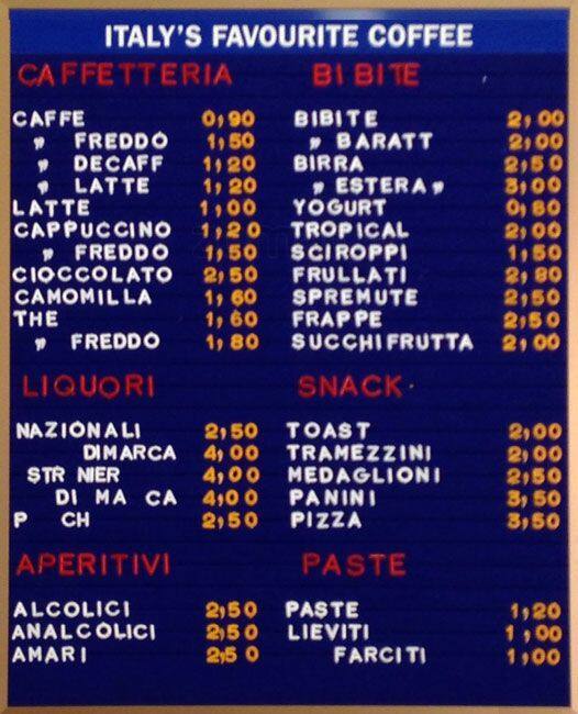 Menu di Bar Dollaro 
