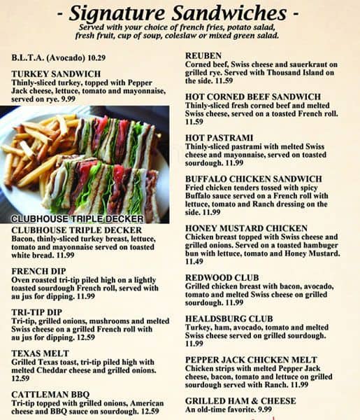 Menu at Adel's desserts, Healdsburg