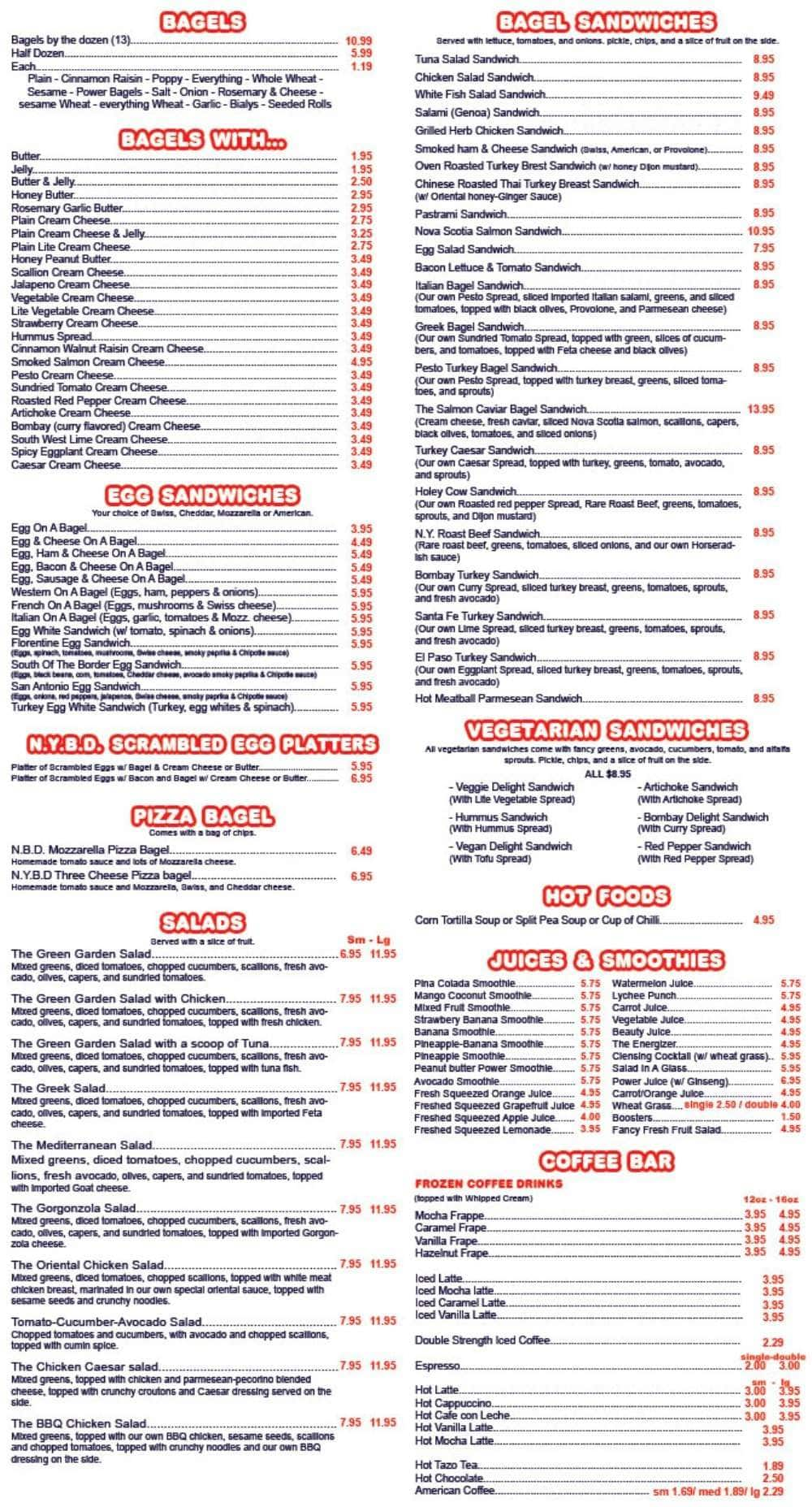 New York Bagel Deli Menu, Menu for New York Bagel Deli, Miami Beach ...