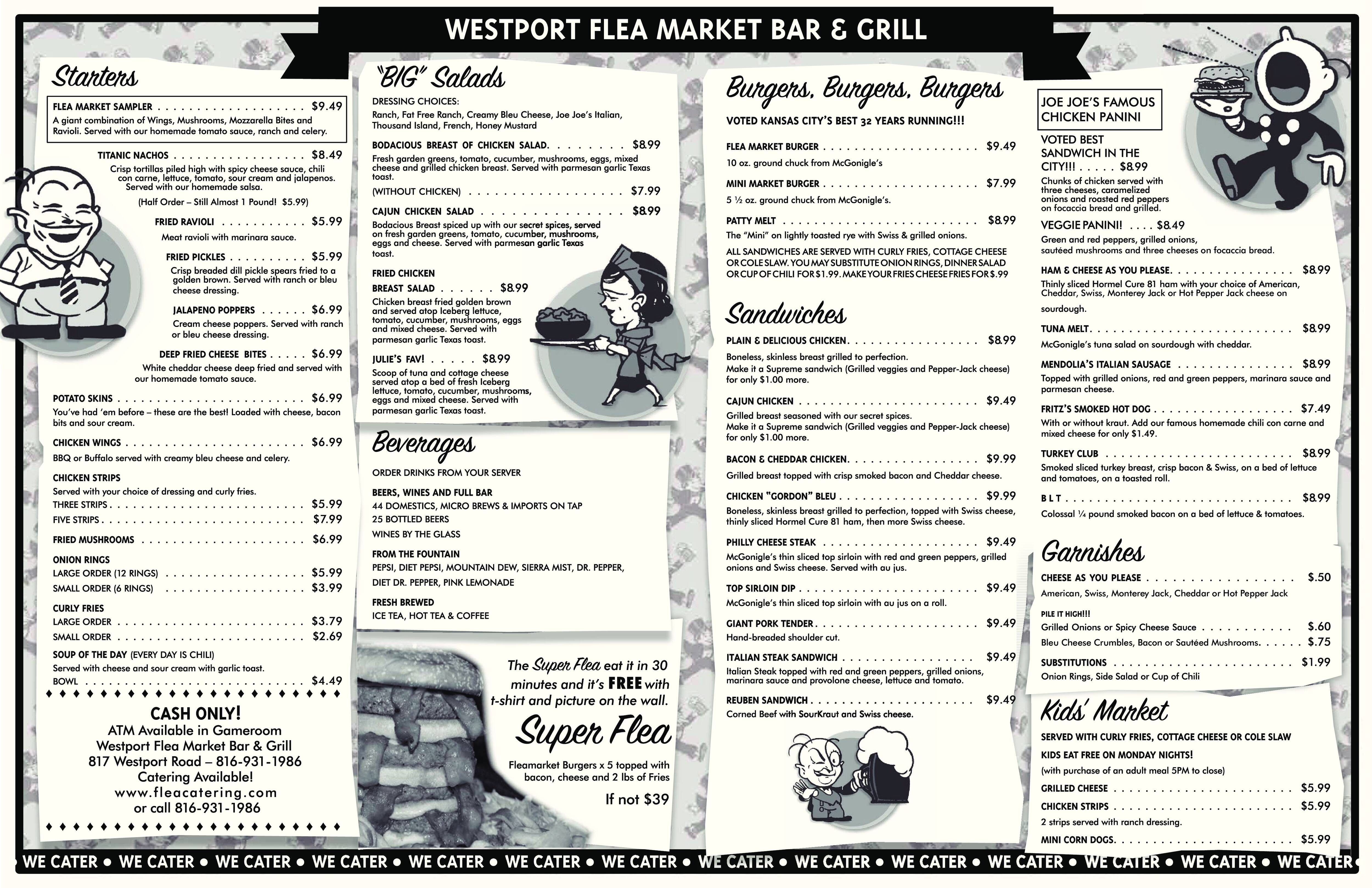 Menu at Westport Flea Market pub & bar, Kansas City