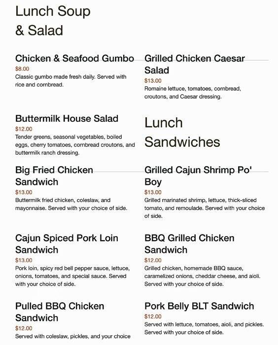 Buttermilk Southern Kitchen Menu Urbanspoon/Zomato