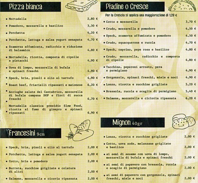 Menu di Pani & Ripieni 