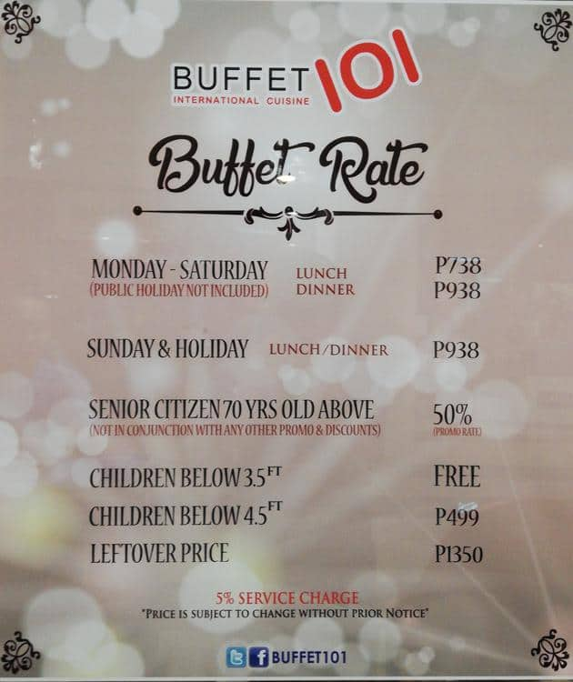 Buffet 101, Glorietta Complex, Makati City का मेनू Zomato Philippines