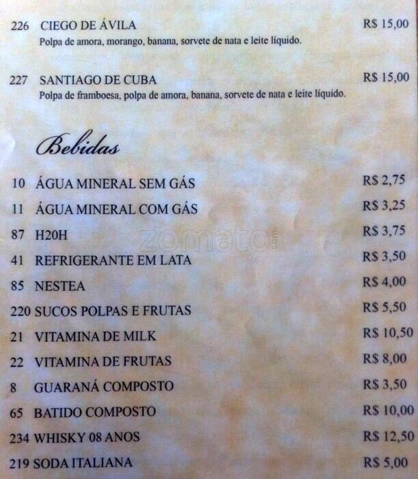A Cubana Sorvetes - Pituba cardápio