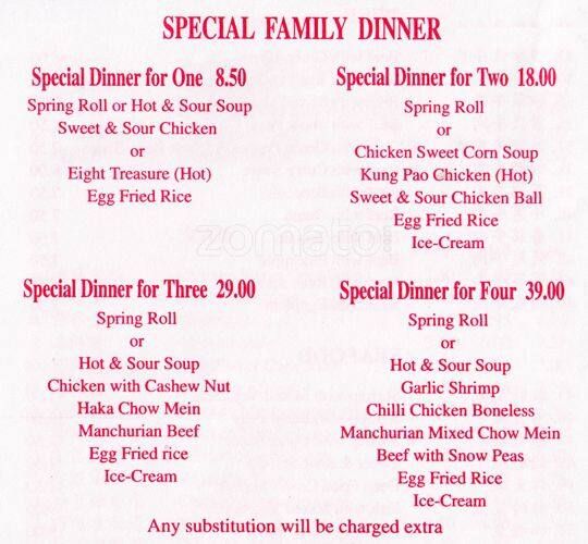 Good Luck Chinese Restaurant menu