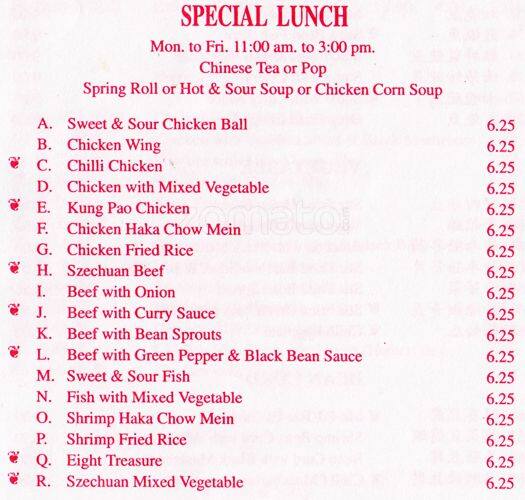 Good Luck Chinese Restaurant menu