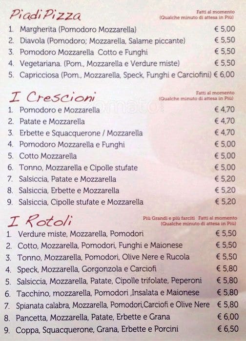 Menu di Regina Piadina 