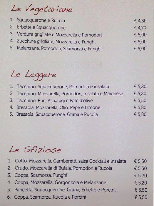 Menu di Regina Piadina 