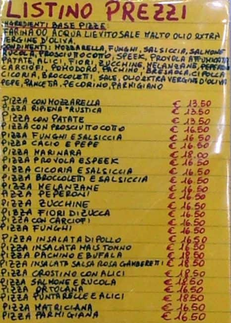 Menu di Panificio Passi 