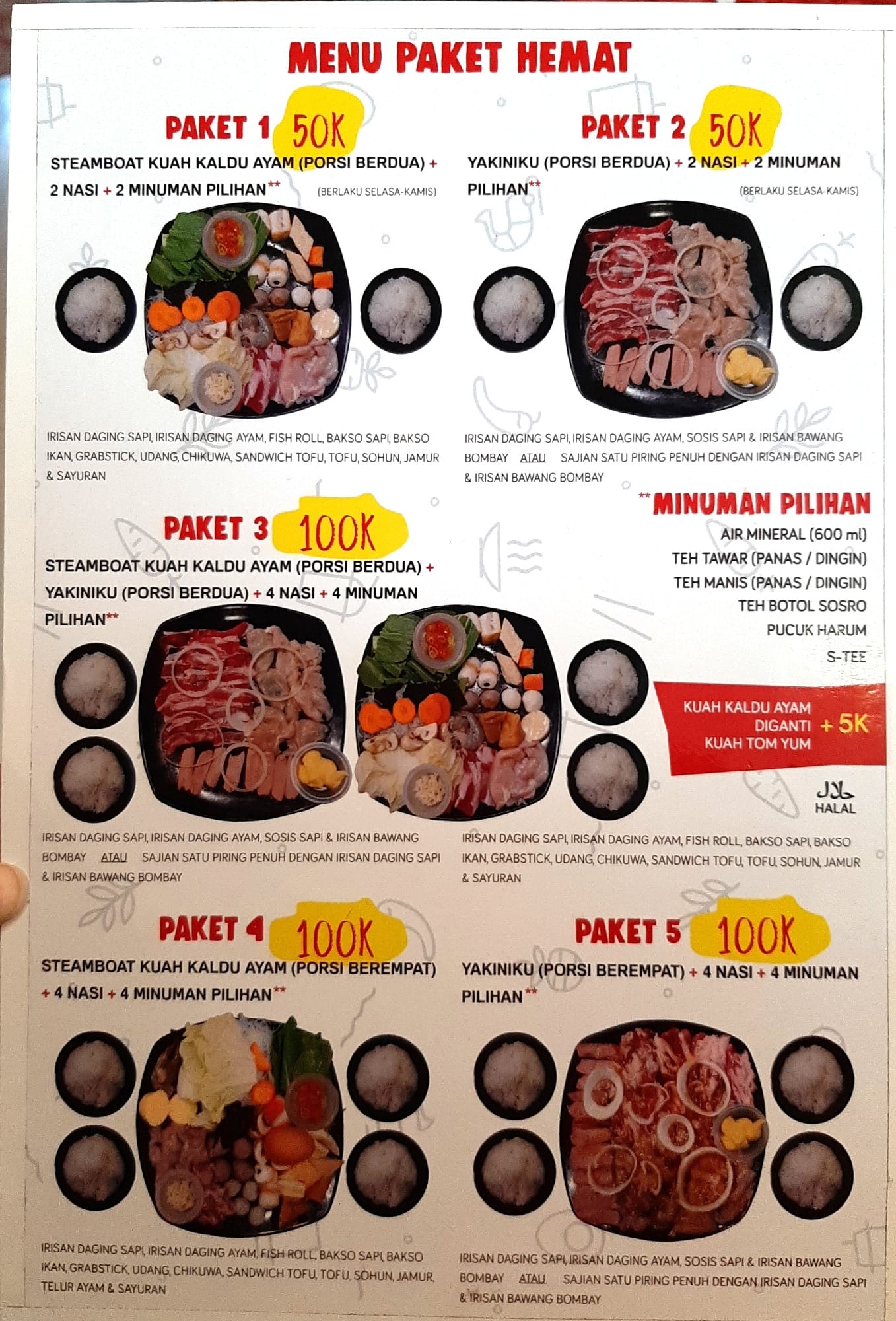 KITA. Steamboat & Yakiniku, Bekasi Selatan Menu