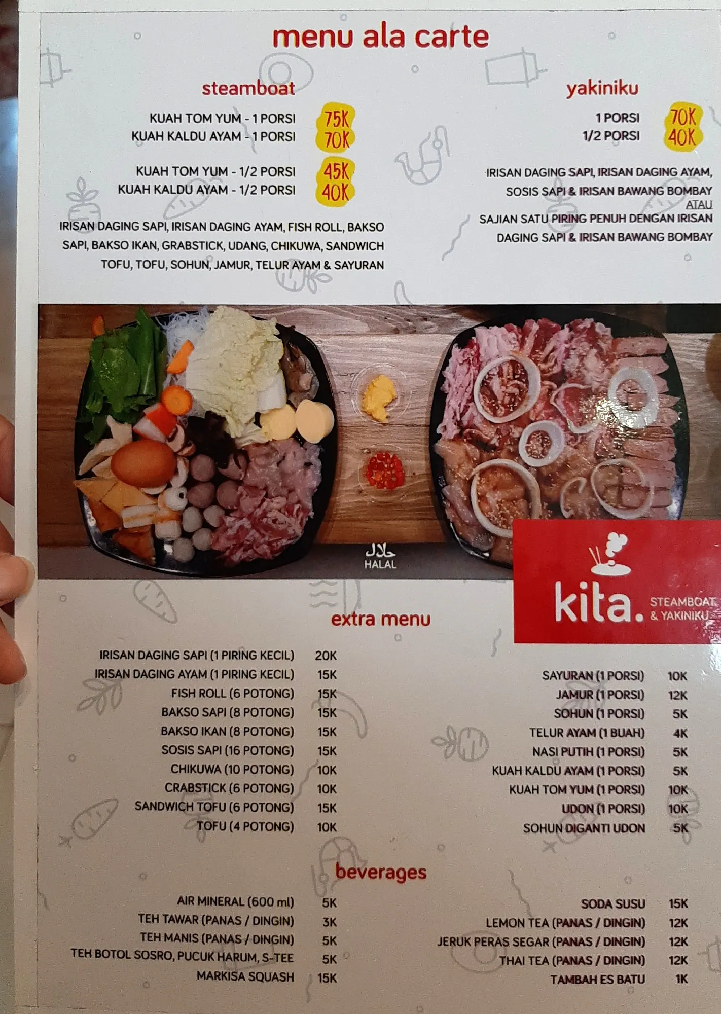 KITA. Steamboat & Yakiniku, Bekasi Selatan Menu