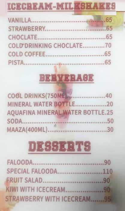 Menu at The Food Factory, Chennai, 31/14