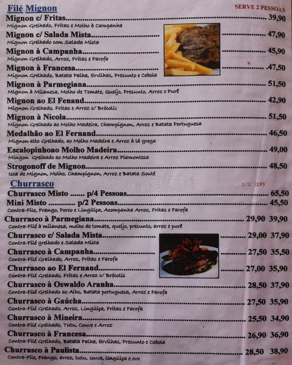 Restaurante El Fernand cardápio