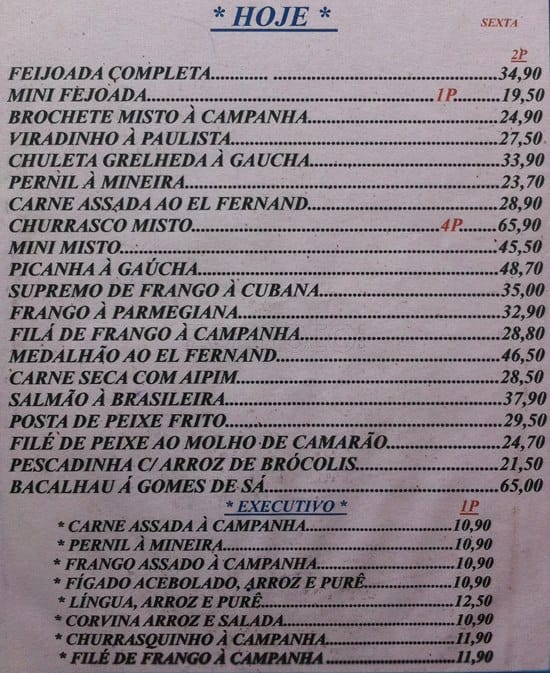 Restaurante El Fernand cardápio