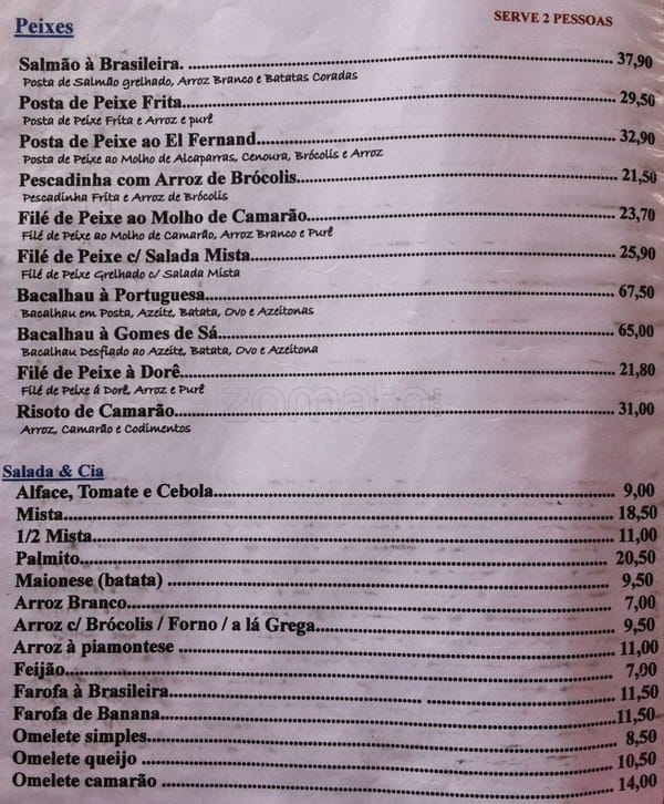 Restaurante El Fernand cardápio