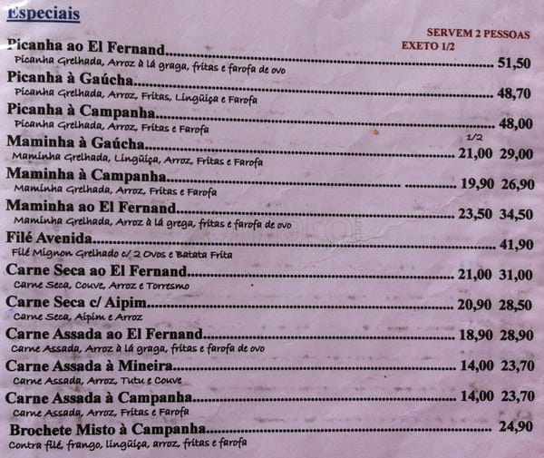 Restaurante El Fernand cardápio