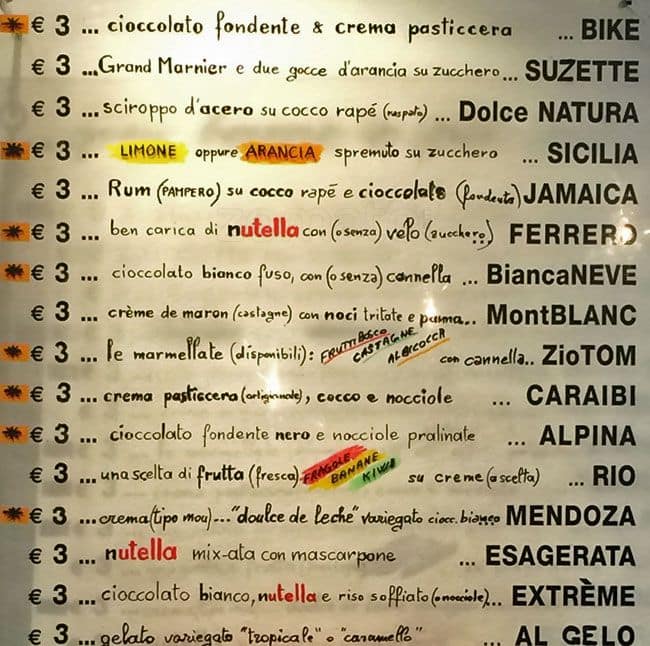 Menu di La Creperie 