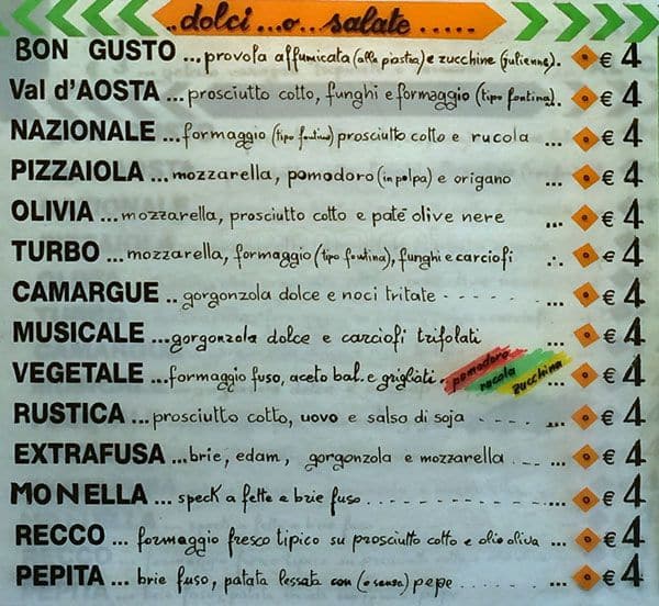 Menu di La Creperie 