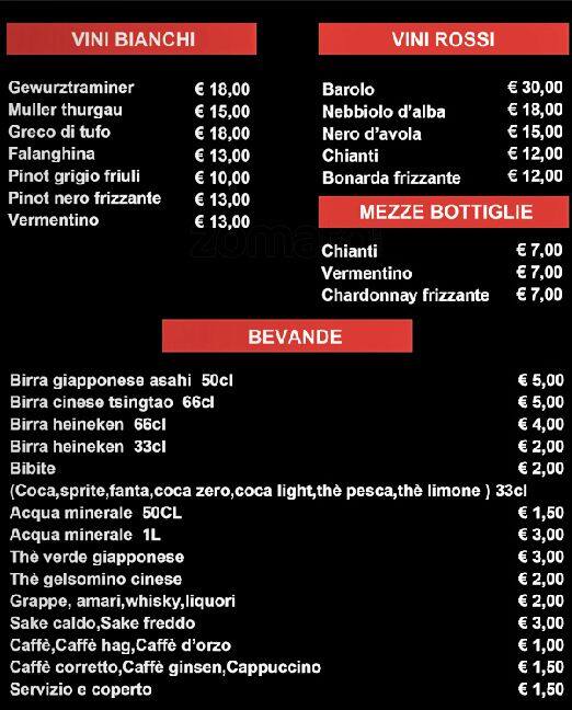 Menu di Ristorante Wakou 
