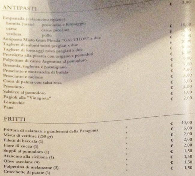 Menu di Gauchos 