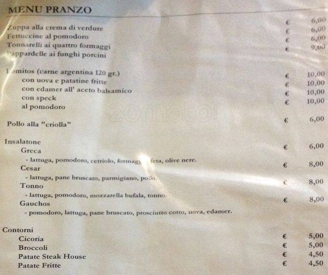 Menu di Gauchos 