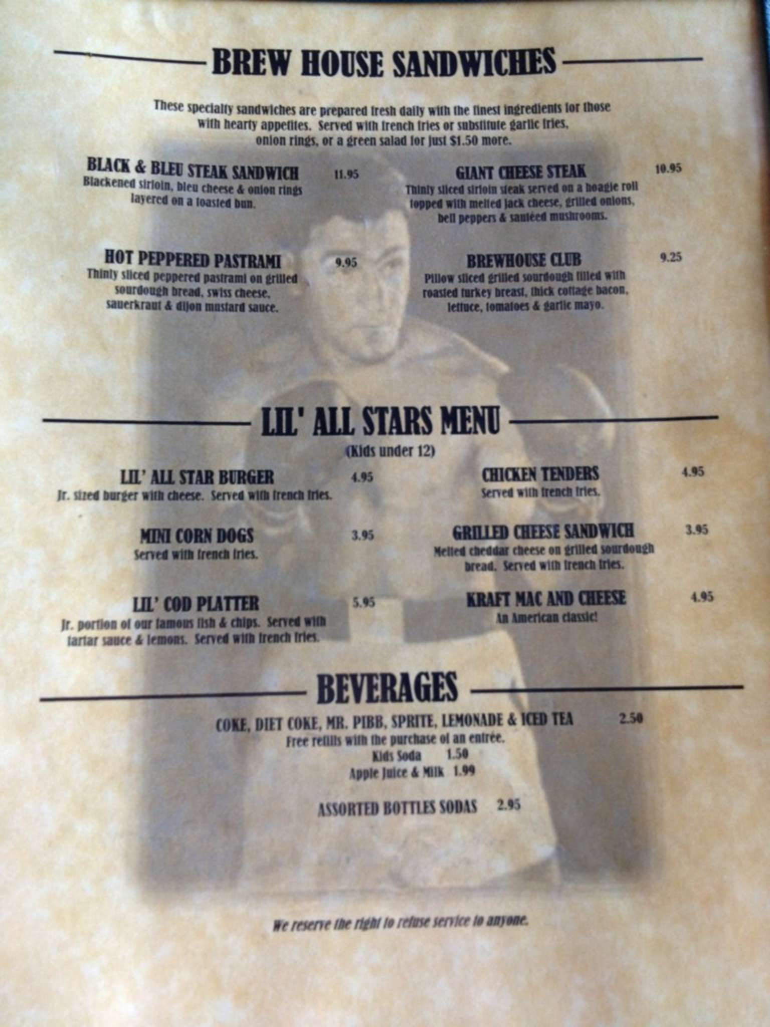 Menu at Jack's Brewing Company pub & bar, Fremont
