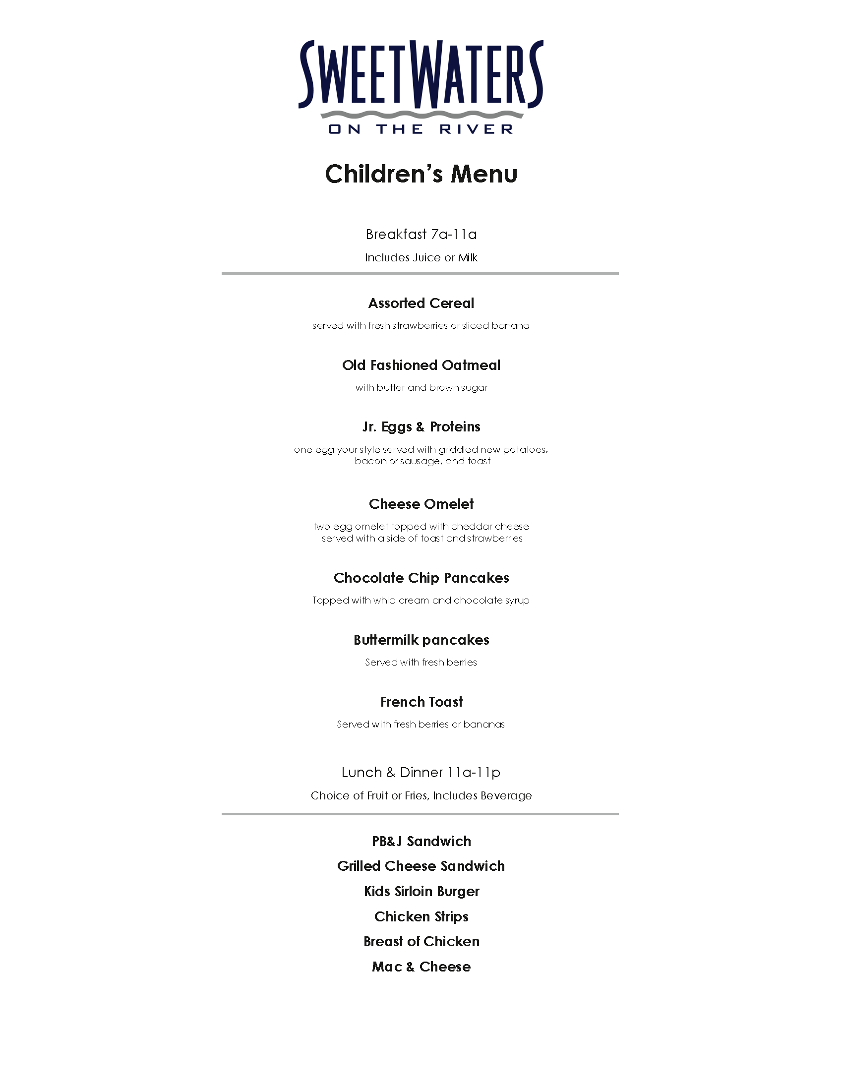 Menu at Valley River Inn restaurant, Eugene