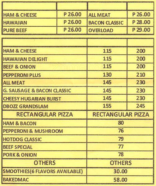 D' Bozz Pizza Menu, Menu for D' Bozz Pizza, Balibago, Santa Rosa Zomato Philippines