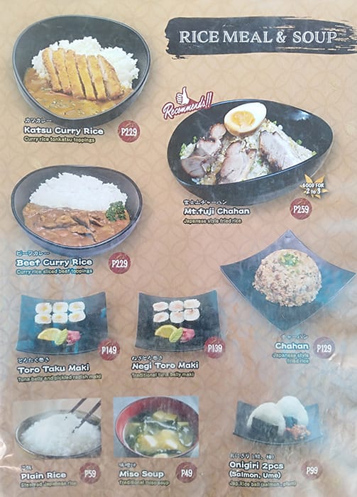Menu at Kenshin Japanese Izakaya Restaurant SM LightMall, Mandaluyong
