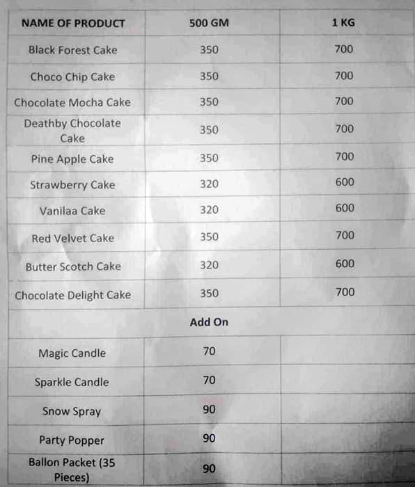 Menu of The Village Bakery, Mansarovar, Jaipur