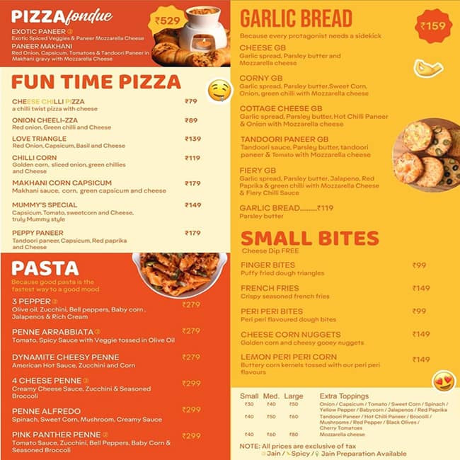 Menu of Cheelizza - India Ka Pizza, Sakinaka, Mumbai