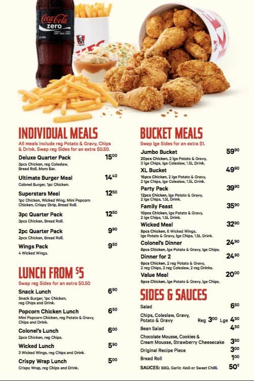 Kfc menu prices nz