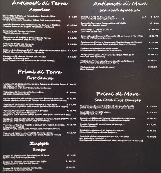 Menu di Taverna Antonina 