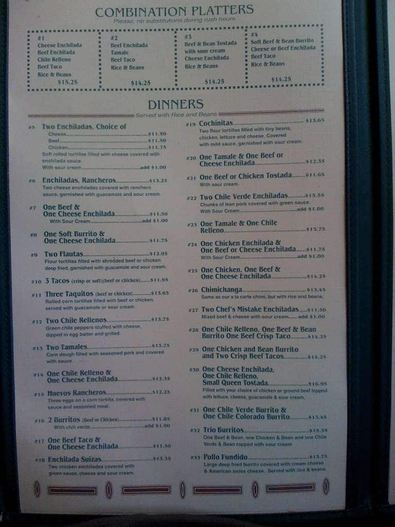 Menu at Hacienda Mexican Restaurant, Wasilla, E PalmerWasilla Hwy