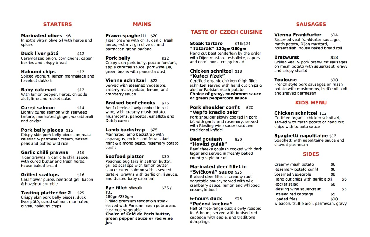 Boutique B Brasserie Menu, Menu For Boutique B Brasserie, Sylvania ...