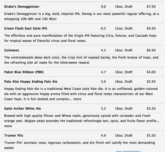 Menu at Old Princeton Landing Public House and Grill, Half Moon Bay