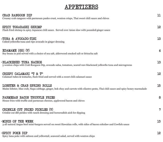 cowfish charlotte menu