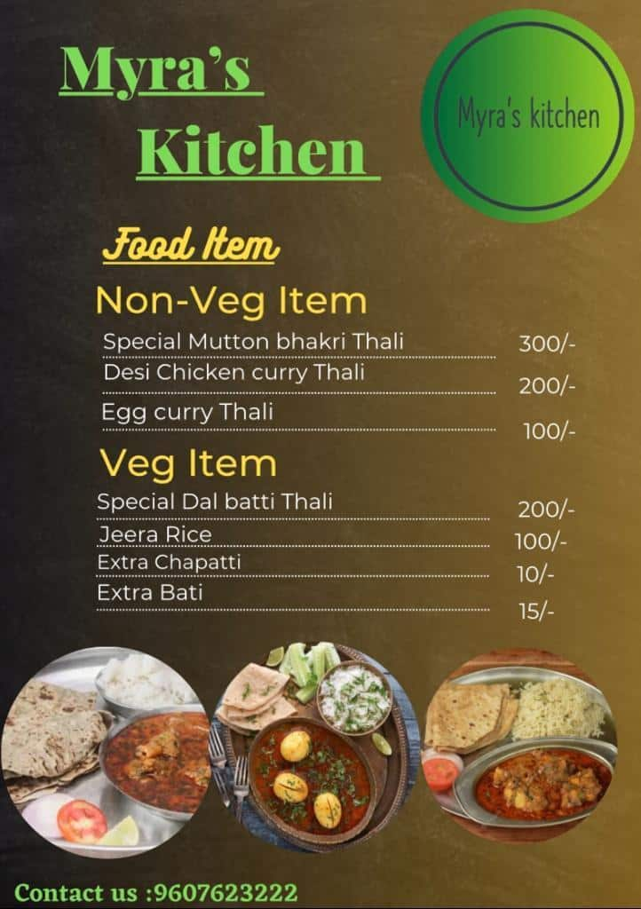 Menu of Myra Food Services, Ravet, Pune