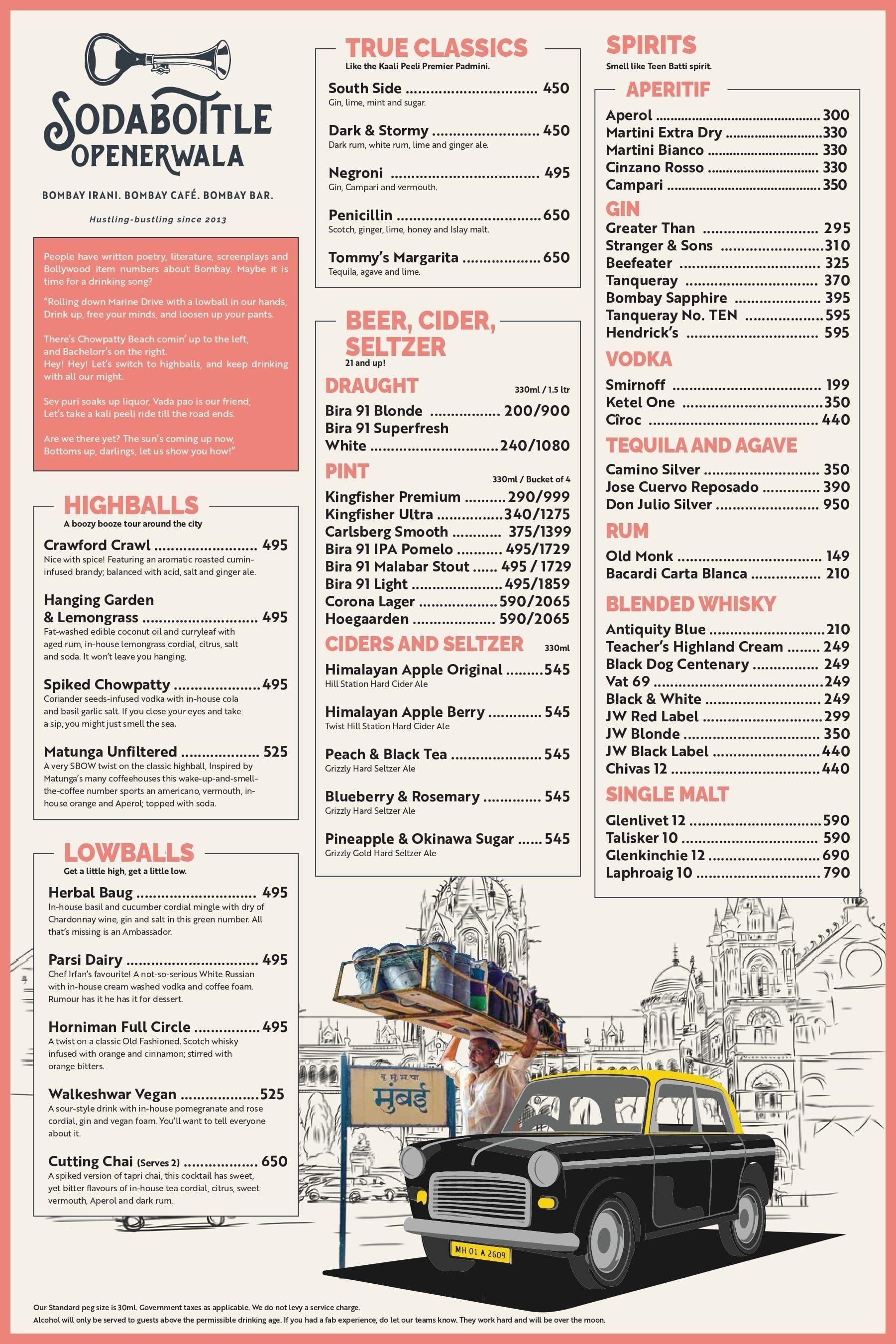 Menu of Soda Bottle Opener Wala, DLF Cyber City, Gurgaon