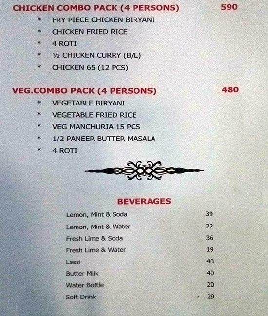 Mayur Restaurant menu